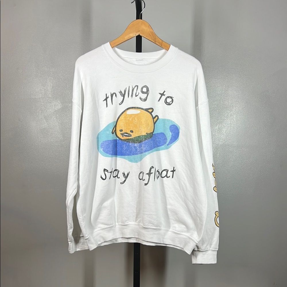 Gudetama Trying To Stay A float white Sweatshirt